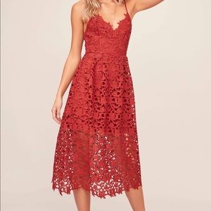 ASTR The Label Lace Midi Dress in Rust *NWT*